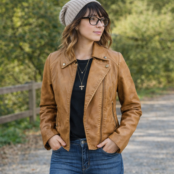 bagatelle Jackets & Blazers - Bagatelle Faux Leather Jacket Women’s Small Camel Bronze Soft Moto Street Style